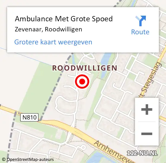 Locatie op kaart van de 112 melding: Ambulance Met Grote Spoed Naar Zevenaar, Roodwilligen op 21 maart 2019 00:30