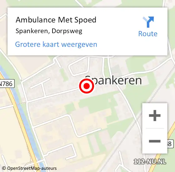 Locatie op kaart van de 112 melding: Ambulance Met Spoed Naar Spankeren, Dorpsweg op 21 maart 2019 00:43