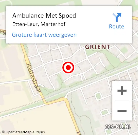 Locatie op kaart van de 112 melding: Ambulance Met Spoed Naar Etten-Leur, Marterhof op 21 maart 2019 01:44