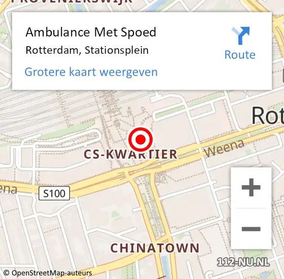 Locatie op kaart van de 112 melding: Ambulance Met Spoed Naar Rotterdam, Stationsplein op 21 maart 2019 01:49
