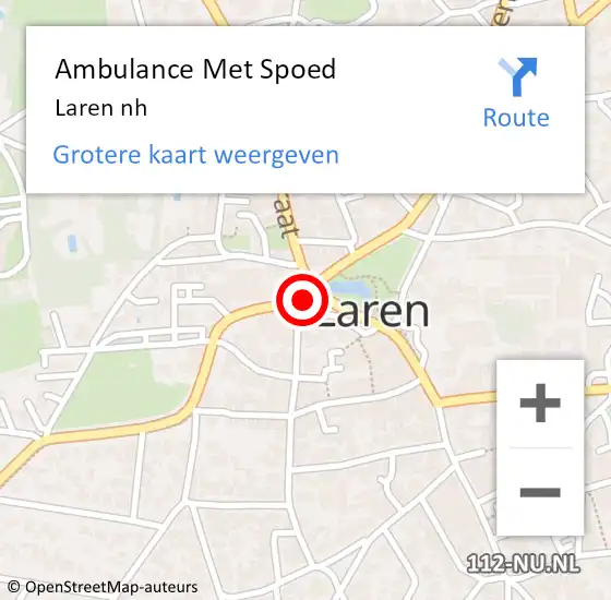 Locatie op kaart van de 112 melding: Ambulance Met Spoed Naar Laren nh op 21 maart 2019 01:54