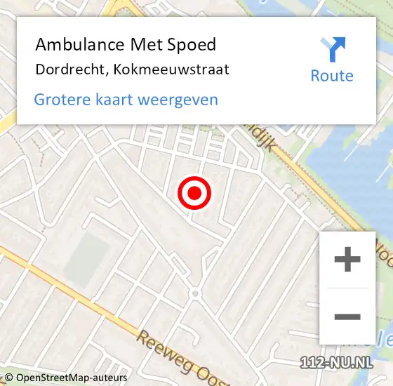 Locatie op kaart van de 112 melding: Ambulance Met Spoed Naar Dordrecht, Kokmeeuwstraat op 21 maart 2019 01:56