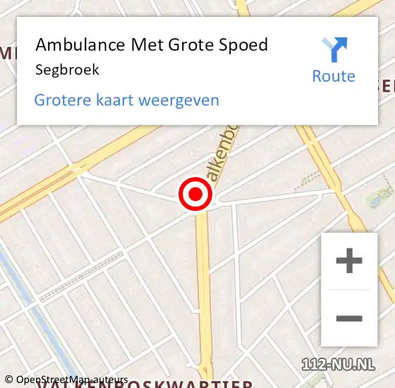 Locatie op kaart van de 112 melding: Ambulance Met Grote Spoed Naar Segbroek op 21 maart 2019 02:02