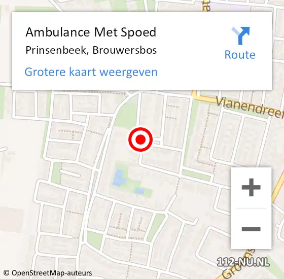 Locatie op kaart van de 112 melding: Ambulance Met Spoed Naar Prinsenbeek, Brouwersbos op 21 maart 2019 03:37
