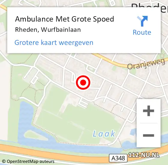 Locatie op kaart van de 112 melding: Ambulance Met Grote Spoed Naar Rheden, Wurfbainlaan op 21 maart 2019 06:08