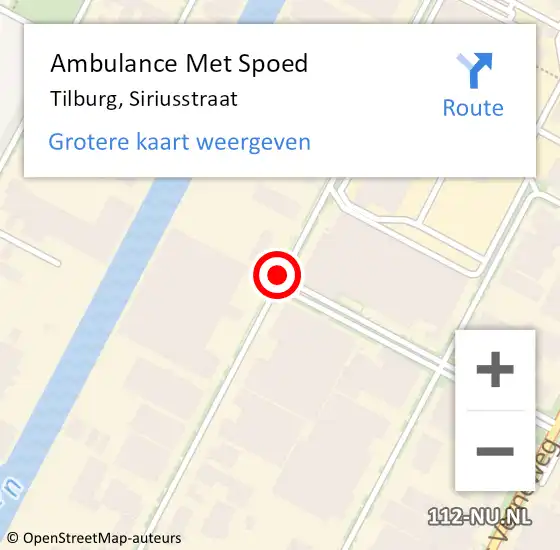 Locatie op kaart van de 112 melding: Ambulance Met Spoed Naar Tilburg, Siriusstraat op 21 maart 2019 10:51