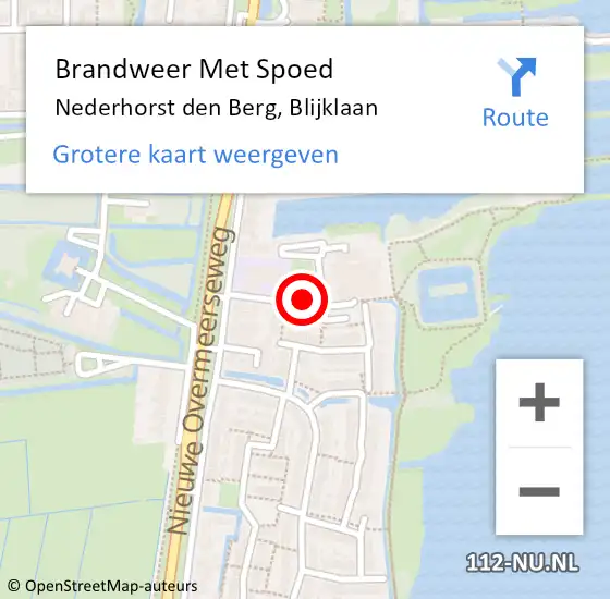 Locatie op kaart van de 112 melding: Brandweer Met Spoed Naar Nederhorst den Berg, Blijklaan op 21 maart 2019 12:46