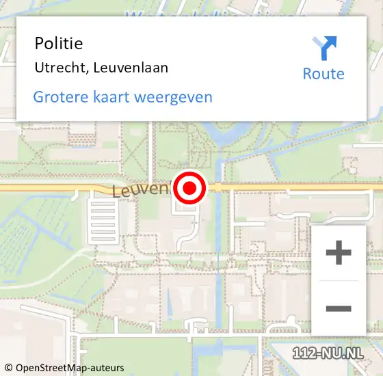 Locatie op kaart van de 112 melding: Politie Utrecht, Leuvenlaan op 21 maart 2019 12:53