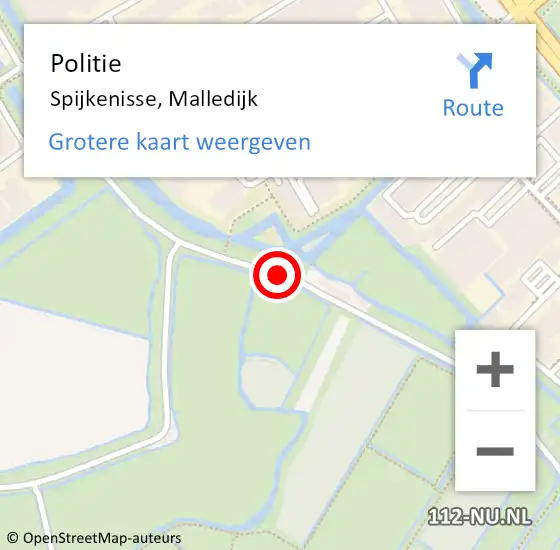Locatie op kaart van de 112 melding: Politie Spijkenisse, Malledijk op 21 maart 2019 13:12