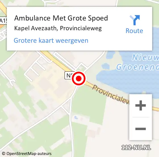 Locatie op kaart van de 112 melding: Ambulance Met Grote Spoed Naar Kapel Avezaath, Provincialeweg op 21 maart 2019 15:10