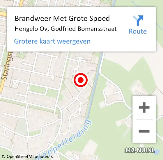 Locatie op kaart van de 112 melding: Brandweer Met Grote Spoed Naar Hengelo Ov, Godfried Bomansstraat op 21 maart 2019 16:17