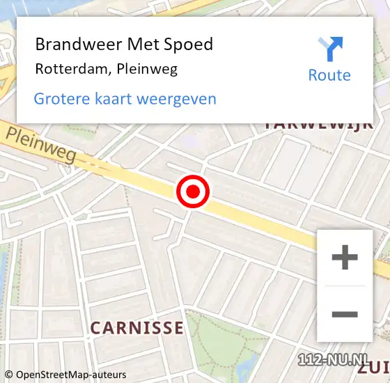 Locatie op kaart van de 112 melding: Brandweer Met Spoed Naar Rotterdam, Pleinweg op 21 maart 2019 16:34