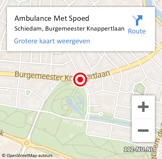Locatie op kaart van de 112 melding: Ambulance Met Spoed Naar Schiedam, Burgemeester Knappertlaan op 21 maart 2019 16:38