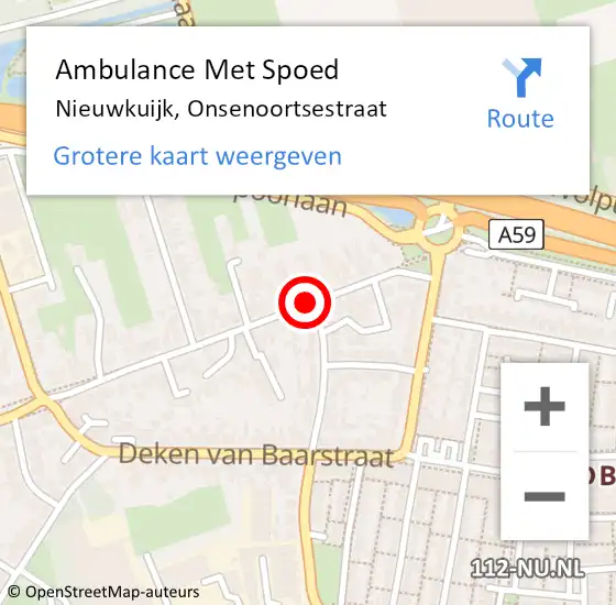 Locatie op kaart van de 112 melding: Ambulance Met Spoed Naar Nieuwkuijk, Onsenoortsestraat op 21 maart 2019 19:29