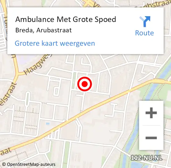 Locatie op kaart van de 112 melding: Ambulance Met Grote Spoed Naar Breda, Arubastraat op 21 maart 2019 21:22