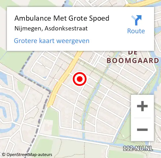 Locatie op kaart van de 112 melding: Ambulance Met Grote Spoed Naar Nijmegen, Asdonksestraat op 21 maart 2019 23:18