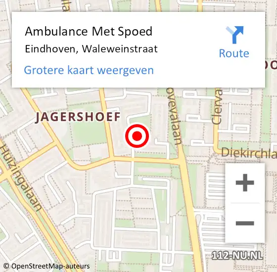 Locatie op kaart van de 112 melding: Ambulance Met Spoed Naar Eindhoven, Waleweinstraat op 22 maart 2019 02:06