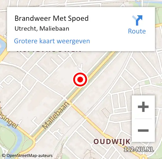 Locatie op kaart van de 112 melding: Brandweer Met Spoed Naar Utrecht, Maliebaan op 22 maart 2019 02:29
