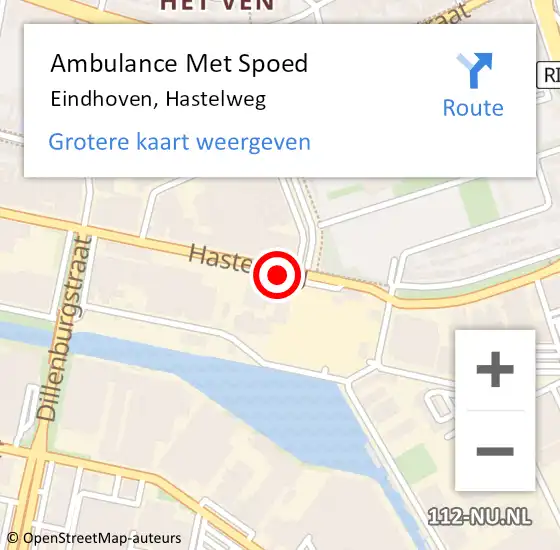 Locatie op kaart van de 112 melding: Ambulance Met Spoed Naar Eindhoven, Hastelweg op 22 maart 2019 02:52