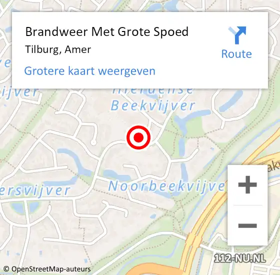 Locatie op kaart van de 112 melding: Brandweer Met Grote Spoed Naar Tilburg, Amer op 22 maart 2019 05:59