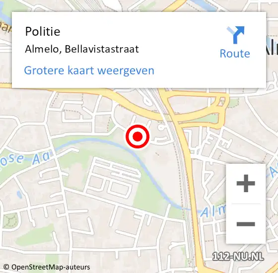 Locatie op kaart van de 112 melding: Politie Almelo, Bellavistastraat op 22 maart 2019 08:12