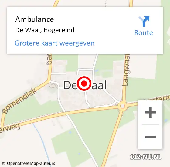 Locatie op kaart van de 112 melding: Ambulance De Waal, Hogereind op 22 maart 2019 10:18