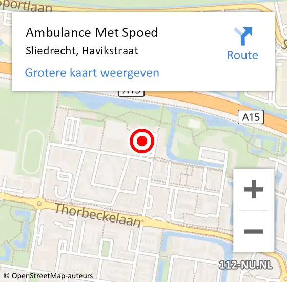 Locatie op kaart van de 112 melding: Ambulance Met Spoed Naar Sliedrecht, Havikstraat op 22 maart 2019 15:33