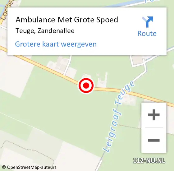 Locatie op kaart van de 112 melding: Ambulance Met Grote Spoed Naar Teuge, Zandenallee op 22 maart 2019 15:44