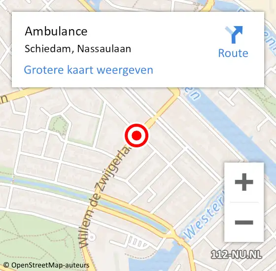 Locatie op kaart van de 112 melding: Ambulance Schiedam, Nassaulaan op 22 maart 2019 16:31