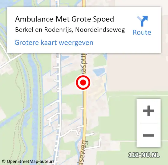 Locatie op kaart van de 112 melding: Ambulance Met Grote Spoed Naar Berkel en Rodenrijs, Noordeindseweg op 22 maart 2019 19:12