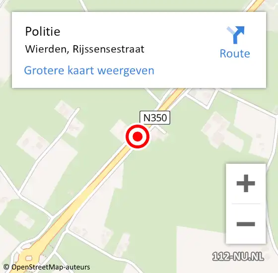 Locatie op kaart van de 112 melding: Politie Wierden, Rijssensestraat op 22 maart 2019 19:40
