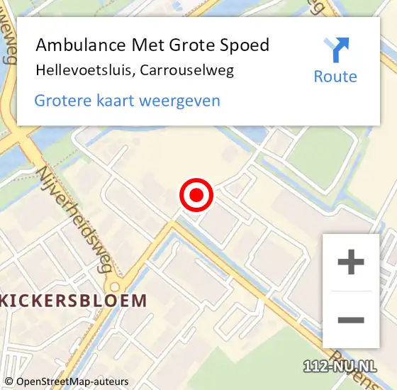 Locatie op kaart van de 112 melding: Ambulance Met Grote Spoed Naar Hellevoetsluis, Carrouselweg op 22 maart 2019 20:41