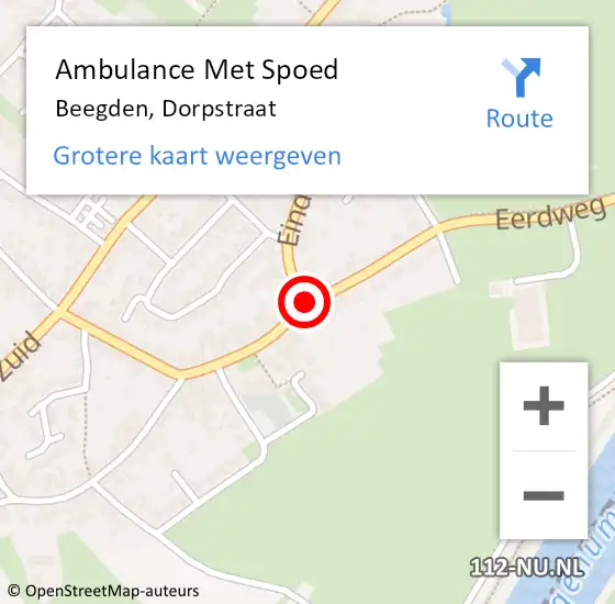 Locatie op kaart van de 112 melding: Ambulance Met Spoed Naar Beegden, Dorpstraat op 22 maart 2019 20:52
