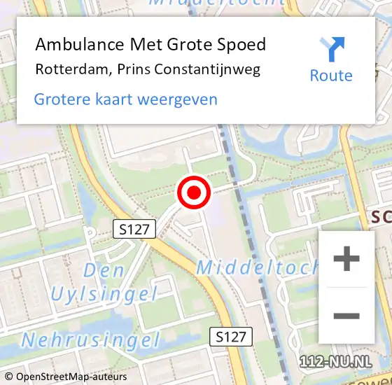 Locatie op kaart van de 112 melding: Ambulance Met Grote Spoed Naar Rotterdam, Prins Constantijnweg op 22 maart 2019 22:59