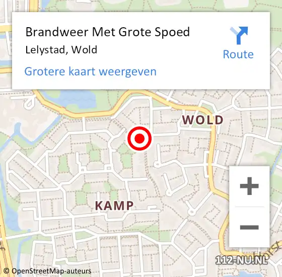 Locatie op kaart van de 112 melding: Brandweer Met Grote Spoed Naar Lelystad, Wold op 22 maart 2019 23:33