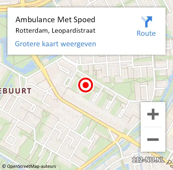 Locatie op kaart van de 112 melding: Ambulance Met Spoed Naar Rotterdam, Leopardistraat op 23 maart 2019 01:42