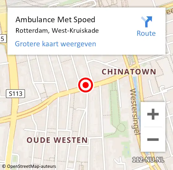 Locatie op kaart van de 112 melding: Ambulance Met Spoed Naar Rotterdam, West-Kruiskade op 23 maart 2019 02:37