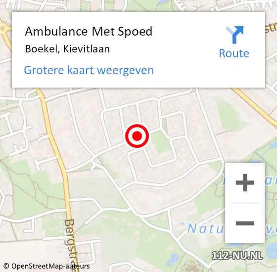 Locatie op kaart van de 112 melding: Ambulance Met Spoed Naar Boekel, Kievitlaan op 23 maart 2019 03:17
