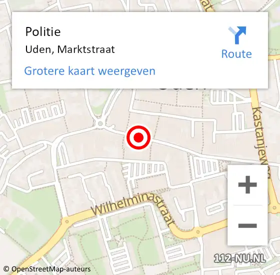 Locatie op kaart van de 112 melding: Politie Uden, Marktstraat op 23 maart 2019 05:31