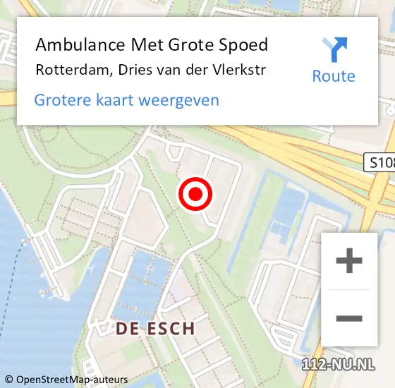 Locatie op kaart van de 112 melding: Ambulance Met Grote Spoed Naar Rotterdam, Dries van der Vlerkstr op 23 maart 2019 08:05