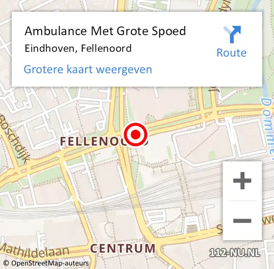 Locatie op kaart van de 112 melding: Ambulance Met Grote Spoed Naar Eindhoven, Fellenoord op 23 maart 2019 10:47