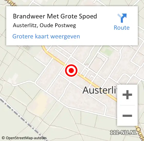 Locatie op kaart van de 112 melding: Brandweer Met Grote Spoed Naar Austerlitz, Oude Postweg op 23 maart 2019 12:33