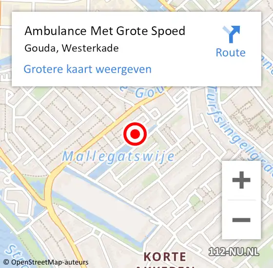 Locatie op kaart van de 112 melding: Ambulance Met Grote Spoed Naar Gouda, Westerkade op 23 maart 2019 13:06