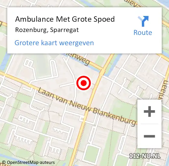 Locatie op kaart van de 112 melding: Ambulance Met Grote Spoed Naar Rozenburg, Sparregat op 23 maart 2019 14:57