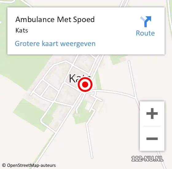 Locatie op kaart van de 112 melding: Ambulance Met Spoed Naar Kats op 23 maart 2019 15:17