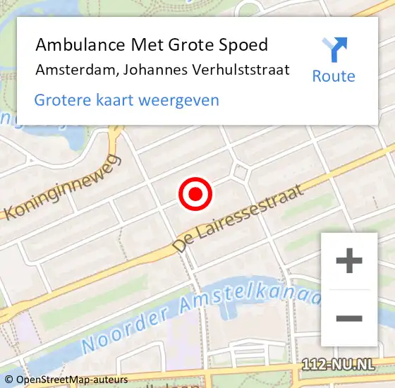 Locatie op kaart van de 112 melding: Ambulance Met Grote Spoed Naar Amsterdam, Johannes Verhulststraat op 23 maart 2019 15:25