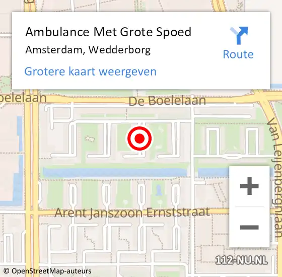 Locatie op kaart van de 112 melding: Ambulance Met Grote Spoed Naar Amsterdam, Wedderborg op 23 maart 2019 16:18
