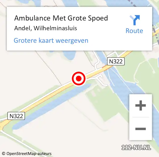 Locatie op kaart van de 112 melding: Ambulance Met Grote Spoed Naar Andel, Wilhelminasluis op 23 maart 2019 18:13