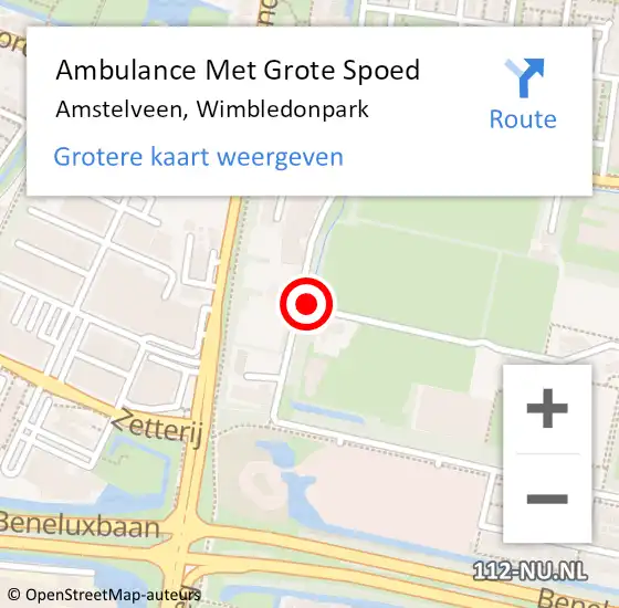 Locatie op kaart van de 112 melding: Ambulance Met Grote Spoed Naar Amstelveen, Wimbledonpark op 23 maart 2019 18:13