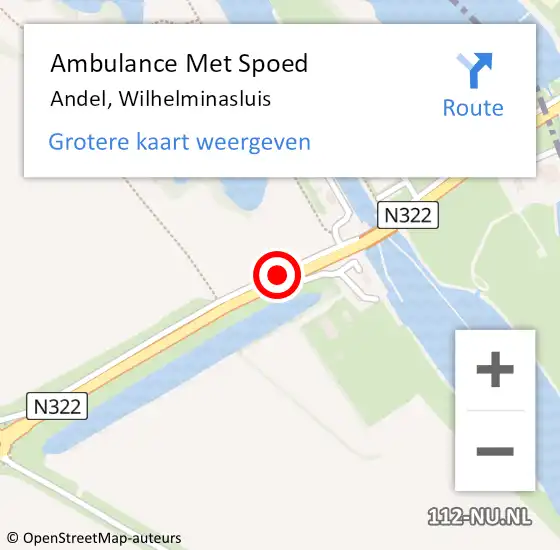 Locatie op kaart van de 112 melding: Ambulance Met Spoed Naar Andel, Wilhelminasluis op 23 maart 2019 18:17